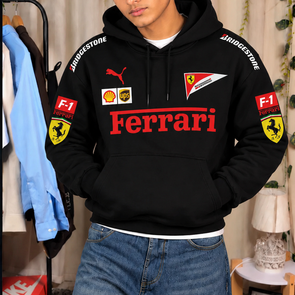 Scuderia Ferrari Racing Oversized Hoodie – Black