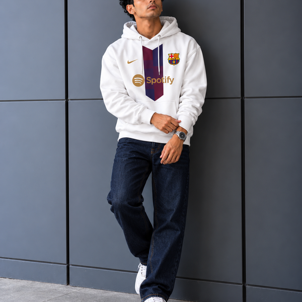 White Barça Spotify Streetwear Hoodie