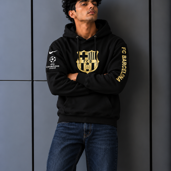 Barça Gold Crest Black Hoodie