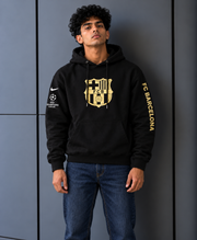 Barça Gold Crest Black Hoodie